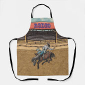 Western Rodeo Cowboy Cowgirl Bronc Riding Apron Schort (Voorkant)