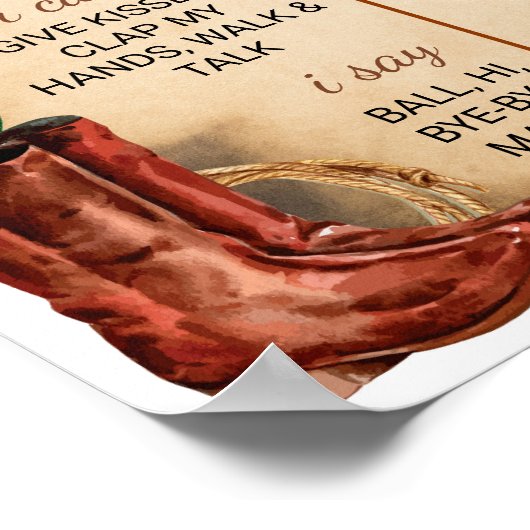 Western Rodeo Cowboy Eerste Verjaardag Mijlpaal te Poster (Hoek)