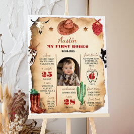 Western Rodeo Cowboy Eerste Verjaardag Mijlpaal te Poster