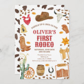 Western Rodeo Cowboy First Rodeo 1st Birthday Kaart (Voorkant / Achterkant)