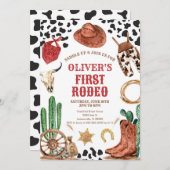 Western Rodeo Cowboy First Rodeo 1st Birthday Kaart (Voorkant / Achterkant)