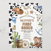 Western Rodeo Cowboy First Rodeo 1st Birthday Kaart (Voorkant / Achterkant)