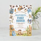 Western Rodeo Cowboy First Rodeo 1st Birthday Kaart (Staand voorkant)
