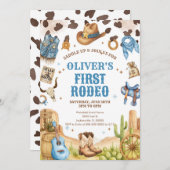 Western Rodeo Cowboy First Rodeo 1st Birthday Kaart (Voorkant / Achterkant)