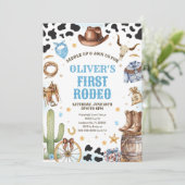 Western Rodeo Cowboy First Rodeo 1st Birthday Kaart (Staand voorkant)