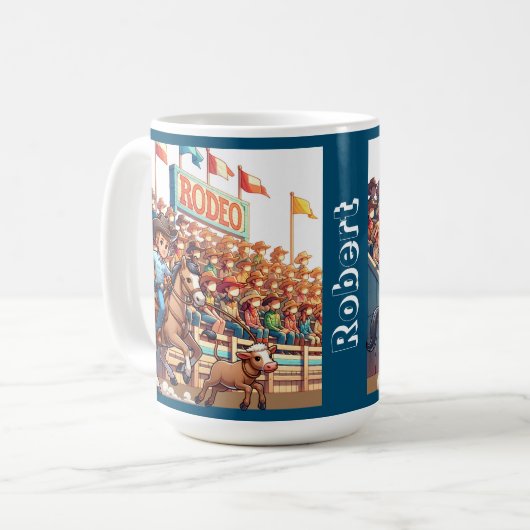 Western Rodeo Cowboy Kalf Roping Custom Koffiemok (Voorkant links)