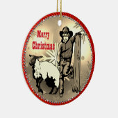 Western Rodeo Cowboy Mutton Buster Kind Keramisch Ornament (Rechts)