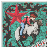 Western Rodeo Cowboy Mutton Bustin' Faux Leather Stof (Close Up)