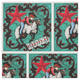 Western Rodeo Cowboy Mutton Bustin' Faux Leather Stof