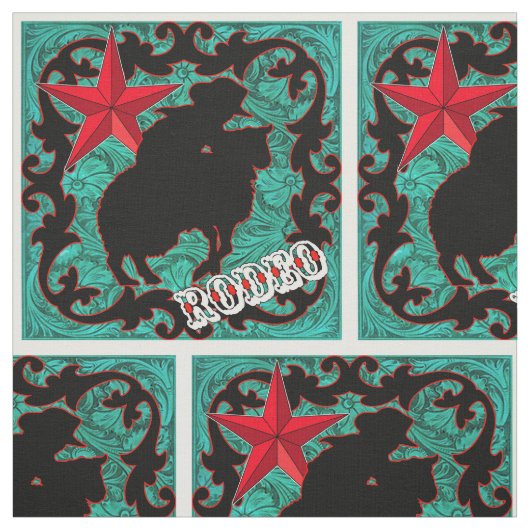 Western Rodeo Cowboy Mutton Bustin' Faux Leather Stof (Swatch)