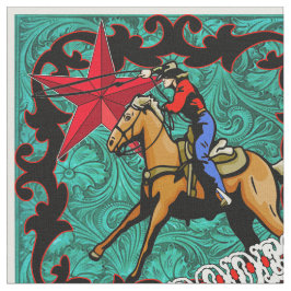 Western Rodeo Cowboy Roping Faux Leather Stof