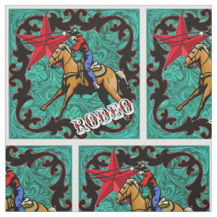Western Rodeo Cowboy Roping Faux Leather Stof