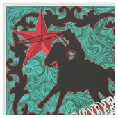 Western Rodeo Cowboy Roping Faux Leather Stof (Close Up)