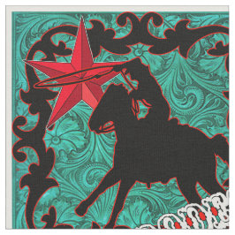 Western Rodeo Cowboy Roping Faux Leather Stof