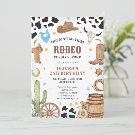 Western Rodeo Cowboy Second Rodeo 2nd Birthday Kaart (Staand voorkant)