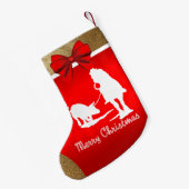 Western Rodeo Cowboy Team Roping Red Kleine Kerstsok (Achterkant (Hangend))