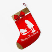 Western Rodeo Cowboy Team Roping Rood Kleine Kerstsok (Achterkant (Hangend))