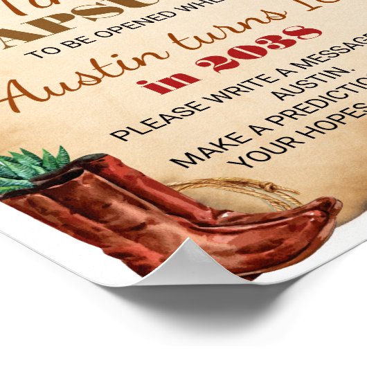 Western Rodeo Cowboy Verjaardag Tijd Capsule teken Poster (Hoek)