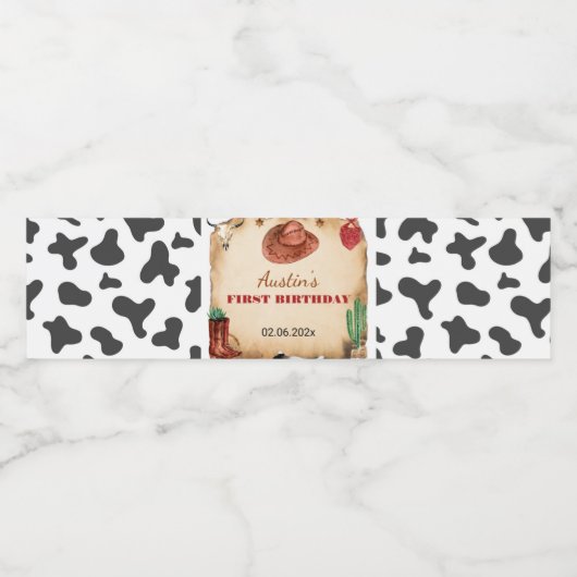 Western Rodeo Cowboy Verjaardagswaterflesetiket Waterfles Etiket (Enkel label)