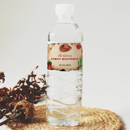 Western Rodeo Cowboy Verjaardagswaterflesetiket Waterfles Etiket