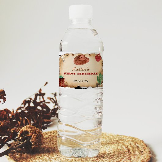 Western Rodeo Cowboy Verjaardagswaterflesetiket Waterfles Etiket