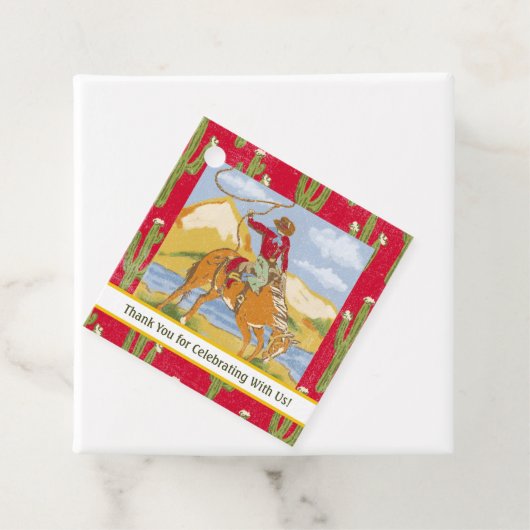 Western Rodeo Cowboy Wild West Bedankjes Labels (In situ)