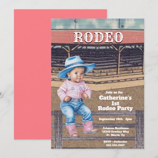 Western Rodeo Cowgirl 1e Verjaardag Kaart (Voorkant / Achterkant)