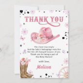 Western Rodeo Cowgirl Baby Douche Dank je Kaart (Voorkant)