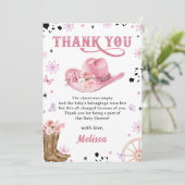 Western Rodeo Cowgirl Baby Douche Dank je Kaart (Staand voorkant)