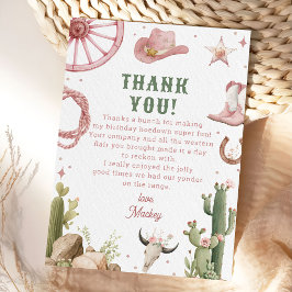 Western Rodeo Cowgirl Birthday Bedankkaart