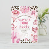 Western Rodeo Cowgirl First Rodeo 1st Birthday Kaart (Staand voorkant)