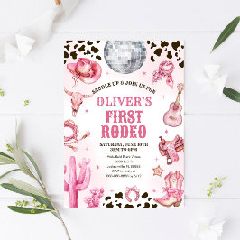 Western Rodeo Cowgirl First Rodeo 1st Birthday Kaart