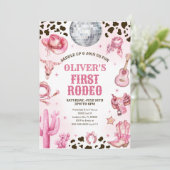 Western Rodeo Cowgirl First Rodeo 1st Birthday Kaart (Staand voorkant)