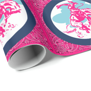 Western Rodeo Cowgirl Op Bucking Horse Cadeaupapier