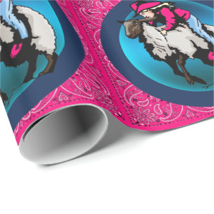 Western Rodeo Cowgirl op Sheep Mutton Bustin' Cadeaupapier