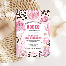 Western Rodeo Cowgirl Second Rodeo 2nd Birthday Kaart