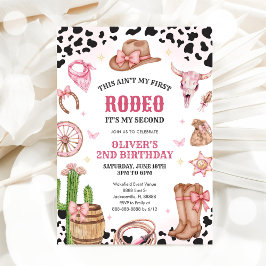 Western Rodeo Cowgirl Second Rodeo 2nd Birthday Kaart