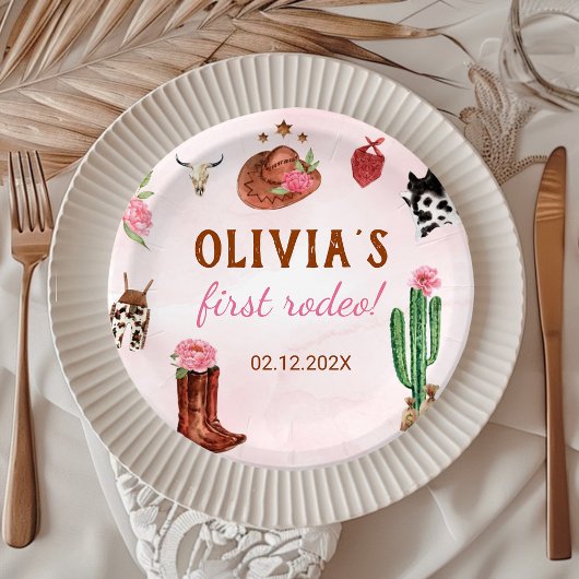 Western Rodeo Cowgirl Verjaardag Papieren Bordje