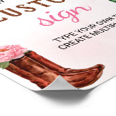 Western Rodeo Cowgirl Verjaardagsfeesttafelteken Poster (Hoek)