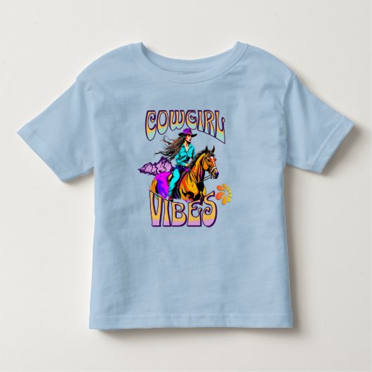 Western Rodeo Cowgirl Vibes en Paard Kinder Shirts (Voorkant)
