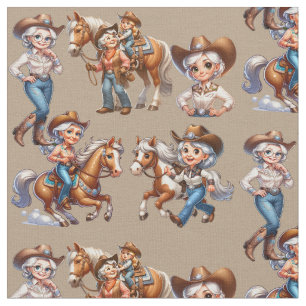Western Rodeo Cowgirls Paarden Kind (Ouder Cowgirl Stof