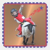 Western Rodeo Mutton Busting Cowboy Kind Vierkante Sticker (Voorkant)