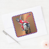 Western Rodeo Mutton Busting Cowboy Kind Vierkante Sticker (Envelop)