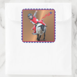 Western Rodeo Mutton Busting Cowboy Kind Vierkante Sticker