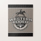 Western Rodeo NAAM TOEVOEGEN Oude West Stier Touwe Legpuzzel (Verticaal)