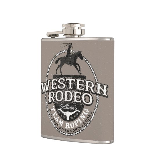 Western Rodeo Old West Steer Roping Personeel Heupfles (Links)