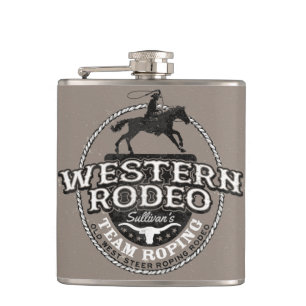 Western Rodeo Old West Steer Roping Personeel Heupfles