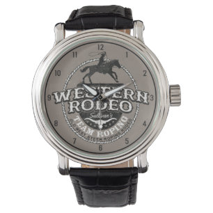 Western Rodeo Old West Steer Roping Personeel Horloge