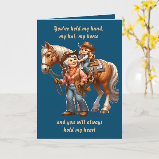 Western Rodeo Paard Cowgirl Grootmoeder Custom Kaart (Gele Bloem)