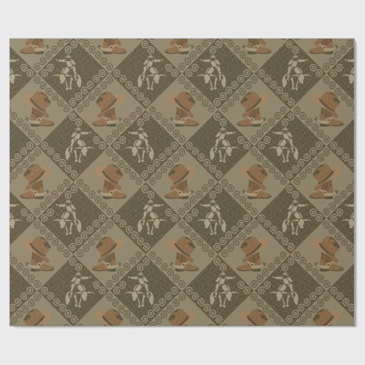 Western Rodeo Pattern met Cowgirl Boots en Bull Cadeaupapier (Vlak)